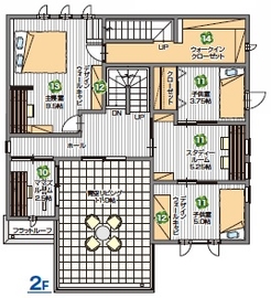 桧家住宅　上尾展示場の間取り図(2階)