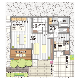 桧家住宅　港北インター展示場の間取り図(1階)