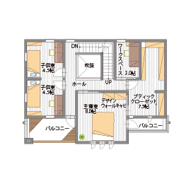 桧家住宅　港北インター展示場の間取り図(2階)