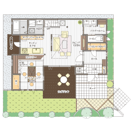 桧家住宅　鹿島展示場の間取り図(1階)