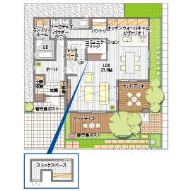 桧家住宅　甲府展示場の間取り図(1階)