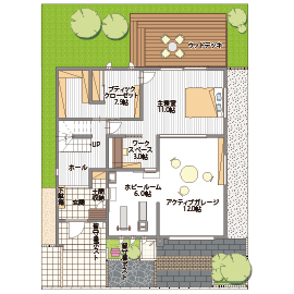 桧家住宅　浜松展示場の間取り図(1階)