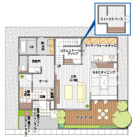 桧家住宅　高崎駅前展示場の間取り図(1階)