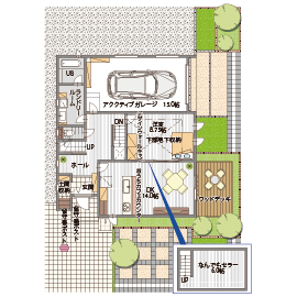 桧家住宅　山形Ｂ展示場の間取り図(1階)