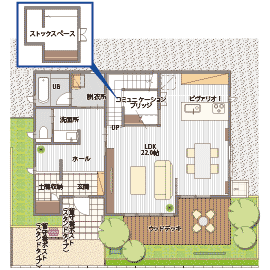桧家住宅　仙台寺岡展示場の間取り図(1階)