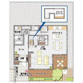 桧家住宅　長岡展示場の間取り図(1階)