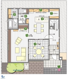 桧家住宅　足利展示場の間取り図(1階)