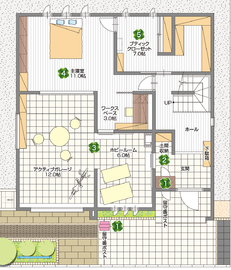桧家住宅　福島南展示場の間取り図(1階)