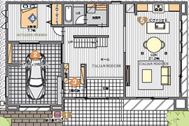 桧家住宅　大府展示場の間取り図(1階)