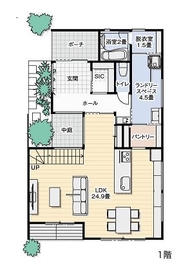【アオイ建設 東林間モデルハウス】 東林間駅徒歩9分 《駐車場・キッズスペースあり、送迎可能》の間取り図(1階)