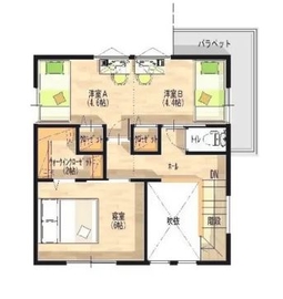 家づくりのヒントが満載！八幡西区リアルサイズモデルホームの間取り図(2階)