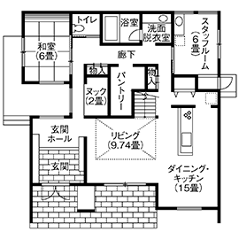 【大東住宅】仙台駅東口モデルハウス の間取り図(1階)