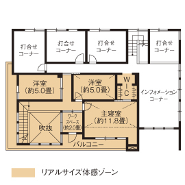 【アールギャラリー】小金井・府中展示場｜都市生活に快適さと潤いを。機能性とお洒落さを備えた家づくりの間取り図(2階)