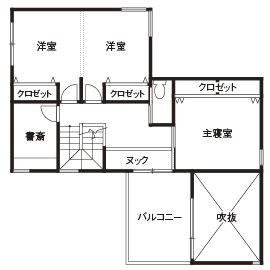 マチかど展示場「小平小川の家（アールギャラリー）」｜住宅地に建つ、“誰もが住みやすい等身大の家”の間取り図(2階)