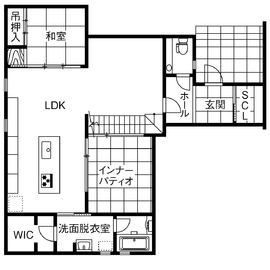 【サンジョーホーム｜一宮市】等身大でホテルライクな暮らし。延床36坪「life-size」モデルハウスの間取り図(1階)