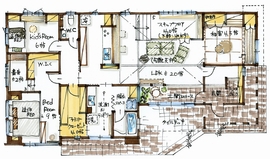 【伊勢崎市】HACOMOKU ISESAKI平屋モデルハウス／モダンナチュラルスタイルの間取り図(1階)