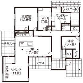 【平屋モデルハウス】LIKE A HOTEL～我が家をホテルに～@富山県高岡市中曽根の間取り図(1階)