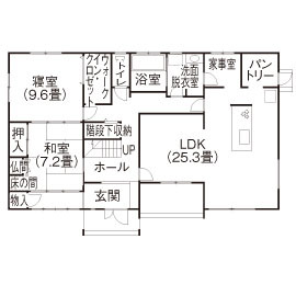 『家族だんらんの家』昭和建設　櫛原展示場の間取り図(1階（第1）)