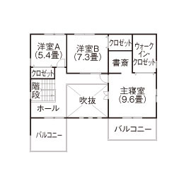 『家族だんらんの家』昭和建設　櫛原展示場の間取り図(2階（第1）)