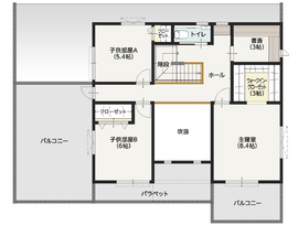 『家族だんらんの家』昭和建設久留米インター展示場の間取り図(2階)