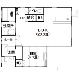 『家族だんらんの家』昭和建設　飯塚展示場の間取り図(1階（第2）)