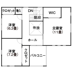 『家族だんらんの家』昭和建設　飯塚展示場の間取り図(2階（第2）)