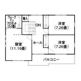 『家族だんらんの家』昭和建設　福岡東展示場の間取り図(2階（第1）)