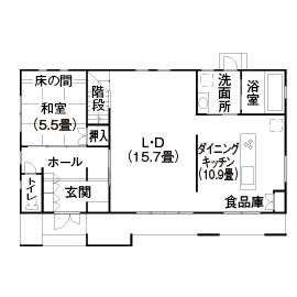 『家族だんらんの家』昭和建設　福岡東展示場の間取り図(1階（第2）)
