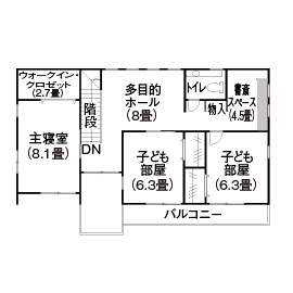 『家族だんらんの家』昭和建設　福岡東展示場の間取り図(2階（第2）)