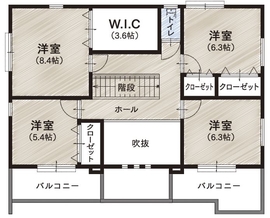 『家族だんらんの家』昭和建設　福岡西展示場の間取り図(2階（第1）)