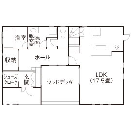 『家族だんらんの家』昭和建設　福岡西展示場の間取り図(1階（第2）)