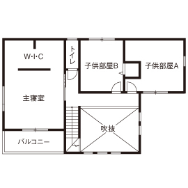 『家族だんらんの家』昭和建設　福岡南展示場の間取り図(【2階】)