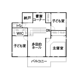 『家族だんらんの家』昭和建設　小倉南展示場の間取り図(2階（第1）)