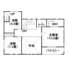 『家族だんらんの家』昭和建設　小倉南展示場の間取り図(2階（第2）)