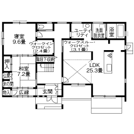 『家族だんらんの家』昭和建設＜【2024/1/31まで】新規ご来場でQUOカード5,000円分プレゼント＞八代展示場の間取り図(1階)