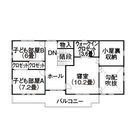 『家族だんらんの家』昭和建設　武雄展示場の間取り図(2階（第1）)