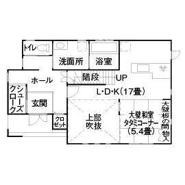 『家族だんらんの家』昭和建設　武雄展示場の間取り図(1階（第2）)