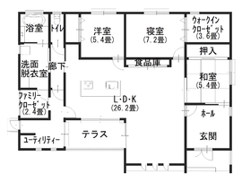 『家族だんらんの家』昭和建設　武雄展示場の間取り図(1階（第3）)