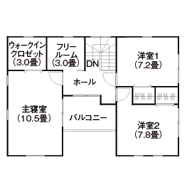『家族だんらんの家』昭和建設　佐賀展示場の間取り図(2階（第2）)