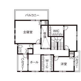 【グランイデアル 町田展示場】屋上バルコニーのあるモデルハウスの間取り図(2階)