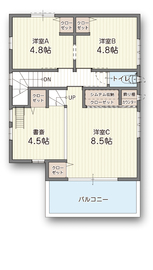 【アローラホーム/河内長野市】32坪の敷地のイメージが変わるかも！５層設計で広々、スキップフロアを体感の間取り図(2階)