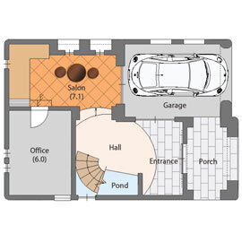 【敷地31坪のリアルサイズ】高耐震＋高断熱＋オリジナル調湿工法の「健康住宅」 ＜ハスカーサ 加平展示場＞の間取り図(1階)