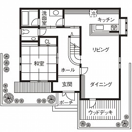 【水戸市笠原町】イサカホーム／モデルハウスの間取り図(1階)