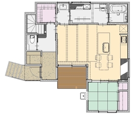 ウッドデッキでくつろぎ、無垢の温もりを感じる！家事ラク4LDKモデルハウス、見学受付中！の間取り図(1階)