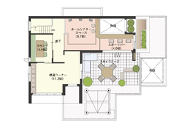 【旭化成ホームズ（ヘーベルハウス）　新越谷展示場】＠新越谷駅徒歩5分　空と風が包む都市型の二世帯住宅の間取り図(屋上階)