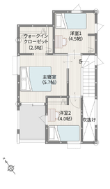 宇治市木幡檜尾【新築戸建】モデルハウスの間取り図(2階)