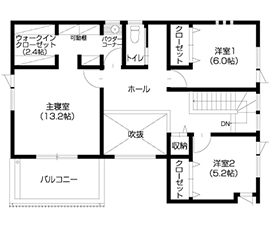 ユニバーサルホーム札幌豊平店の間取り図(2階)