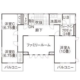 【西東京・小平住宅公園「サン・アルス」】屋上庭園・全館空調システムで一年中健康的で快適な住空間を体感の間取り図(2階)