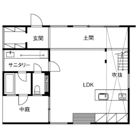 無柱空間を実現した住宅展示場 CRAS［クラス］の間取り図(1階)