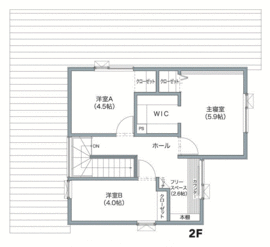 【ページ内で予約可/札幌市豊平区】竹内建設/Flaner ～土間と縁側のある暮らし～の間取り図(２階)